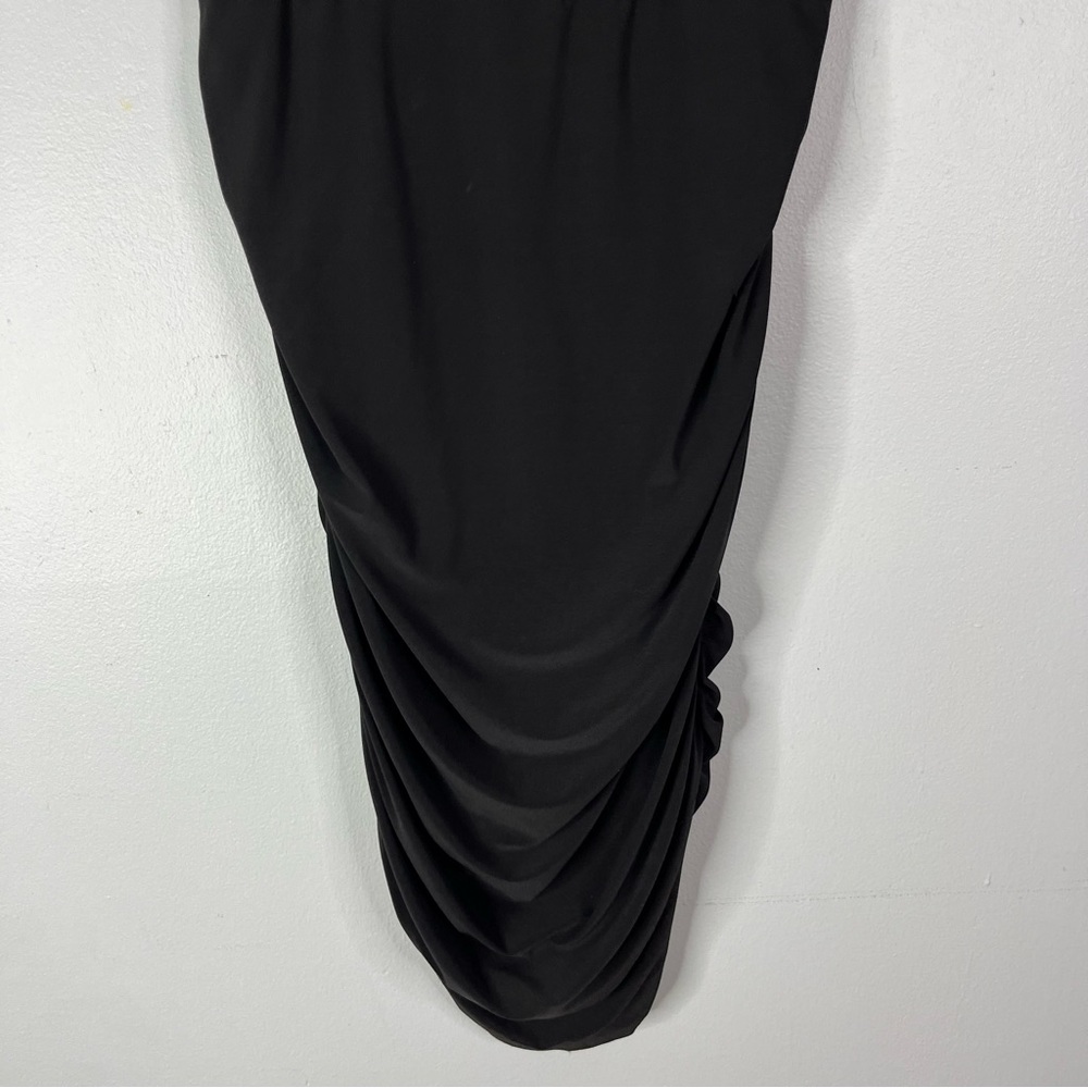 WHBM Dress Women’s XL Black Sleeveless Side Ruched Sheath LBD Lined Stretch - Picture 5 of 13